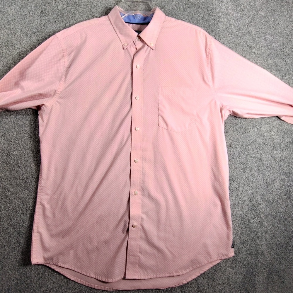 IZOD Mens Shirt Button Down Short Sleeve Size L Pink Long Sleeve Twill Preppy
